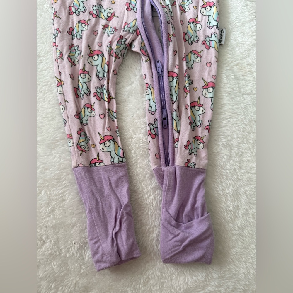 6-9month Bamboo unicorn Purple Kids One Piece Pajama - Picture 3 of 5